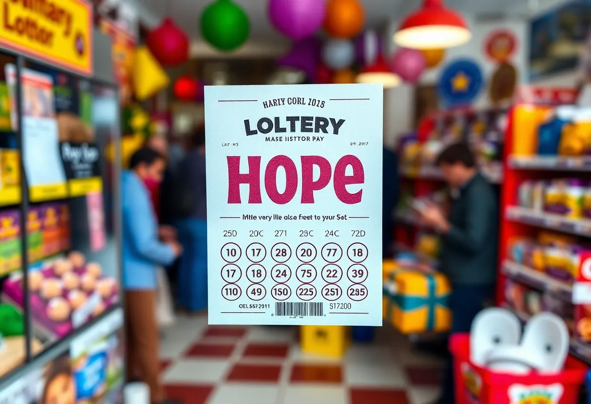 Image of a lottery ticket celebrating a big win