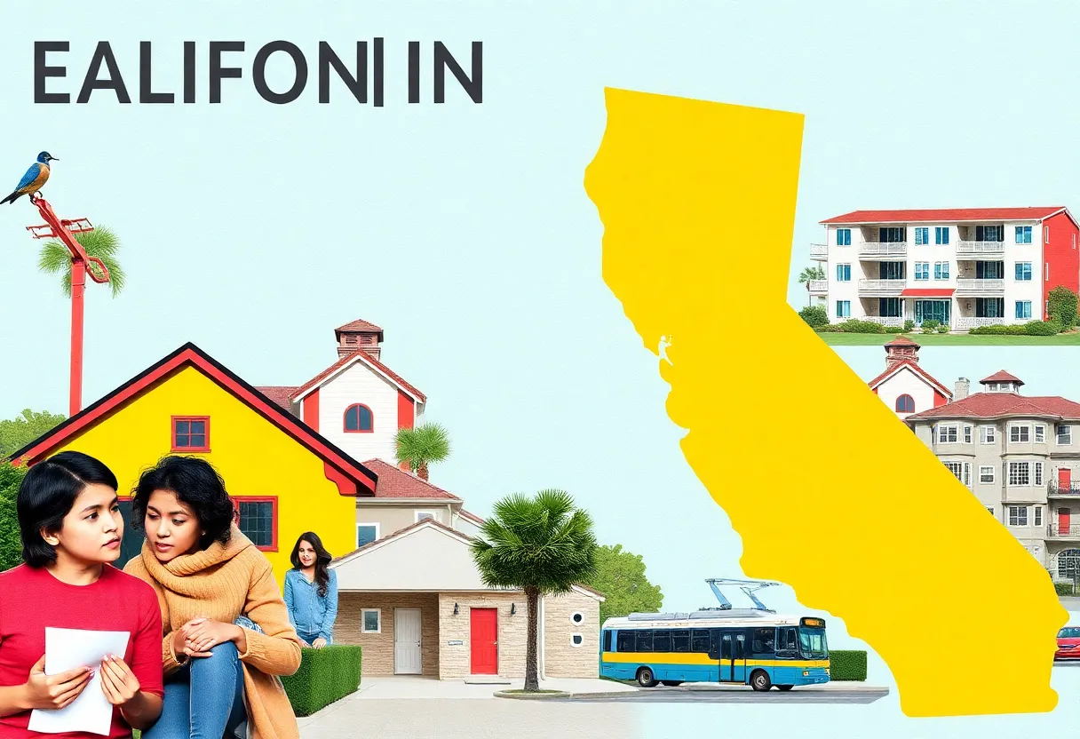 Collage of California economic challenges related to housing and cost of living.
