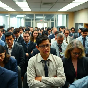 California state workers discussing potential salary cuts and office policies