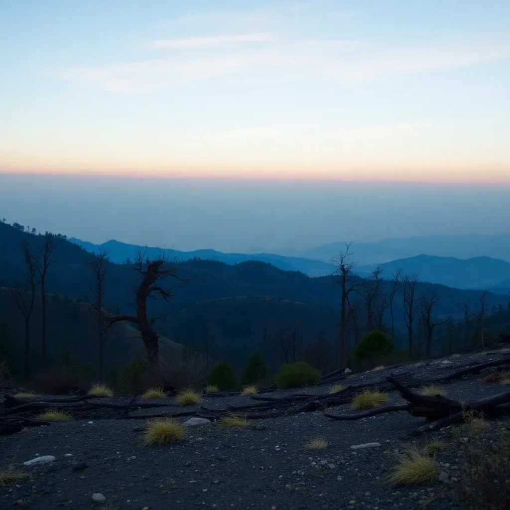 California landscape post-wildfires with recovery focus