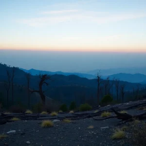 California landscape post-wildfires with recovery focus
