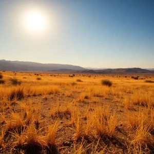 Dry grasslands in California showing signs of drought and increased wildfire risk.