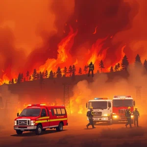 Firefighters responding to wildfires in California.
