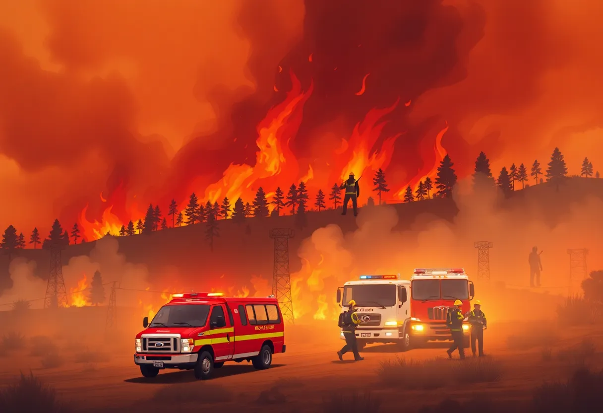 Firefighters responding to wildfires in California.
