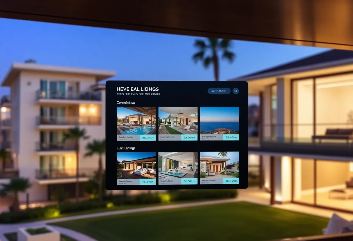 Screenshot of the Carolwood Private Portal showing luxury real estate listings