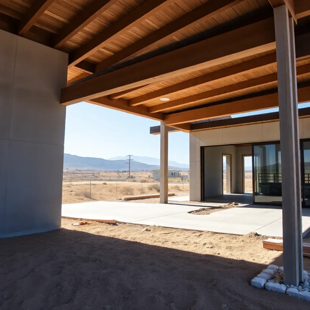 Construction site using concrete and metal for fire-resistant structures