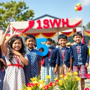 Students celebrating their fifth-grade promotion at El Rodeo Elementary School
