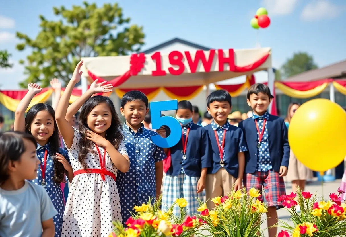 Students celebrating their fifth-grade promotion at El Rodeo Elementary School