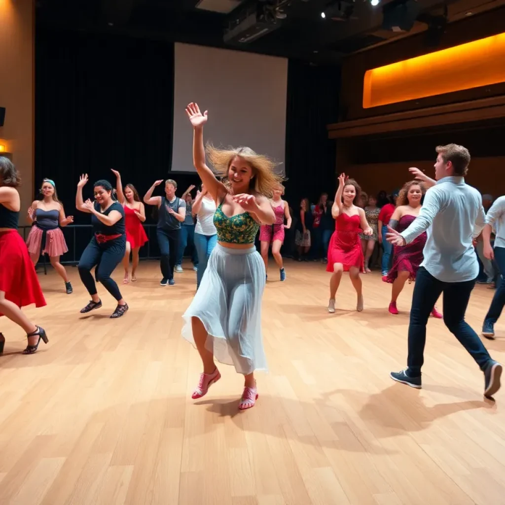 Dancers performing at the Gatherings dance event in Beverly Hills.