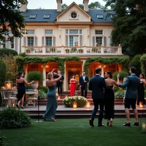 A dance performance scene inspired by Gatsby in an outdoor garden setting.