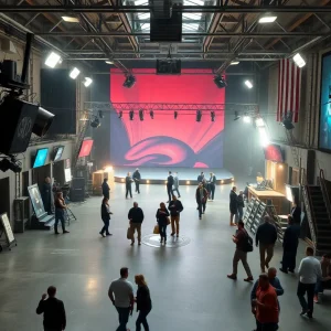 A deserted film set in Hollywood showcasing reduced production activity.
