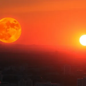 Los Angeles cityscape under a heat advisory with clear skies