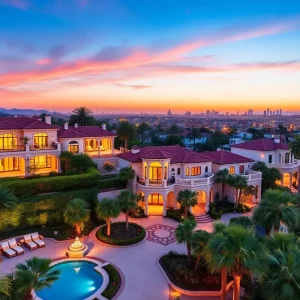 Panoramic view of luxury homes in Beverly Hills, Los Angeles