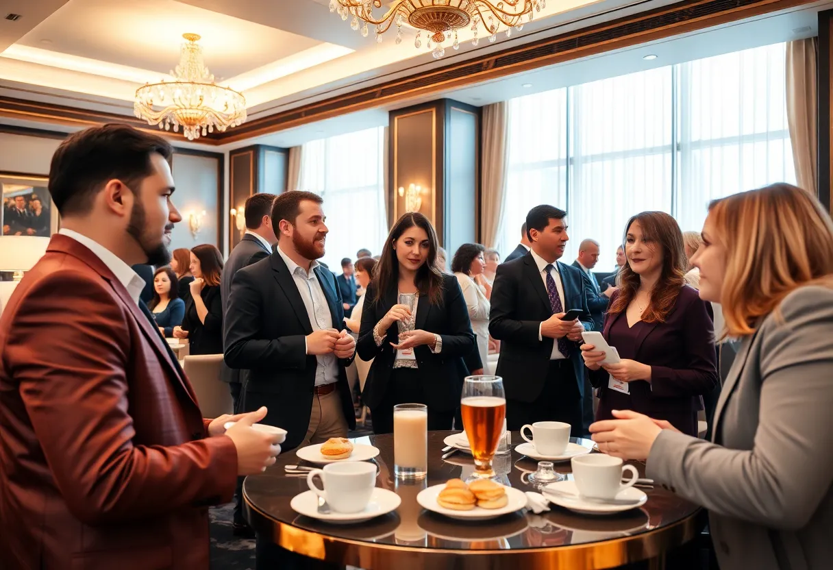 Guests networking at Beverly Hills May Breakfast