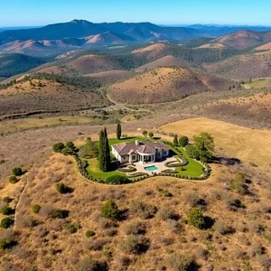 Aerial view of the Mulholland estate in Beverly Hills