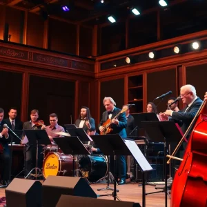 Jazz musicians performing at the Pacific Jazz Orchestra concert
