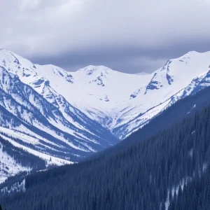 Snowy Sierra Nevada mountains landscape