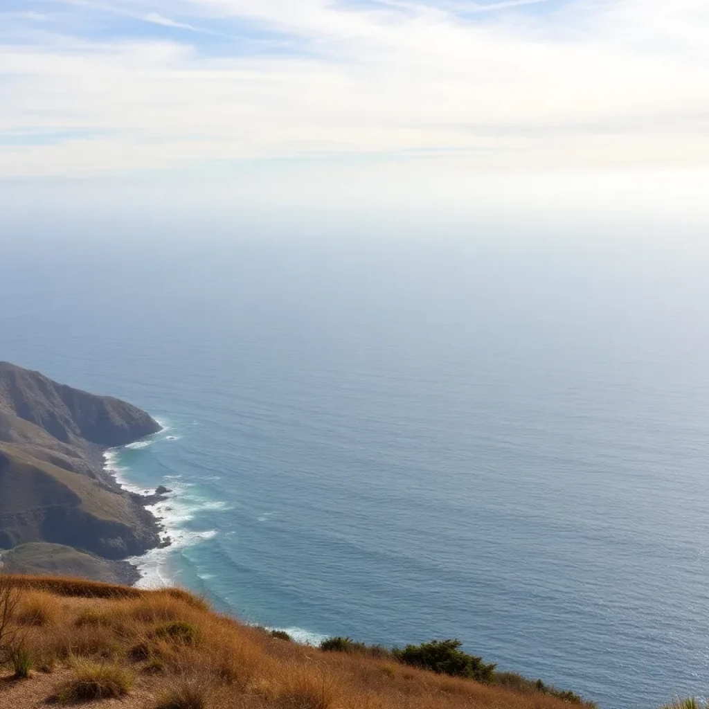Coastal view of Southern California showing calm weather after a heat wave