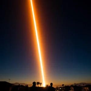Bright streak in the night sky from the SpaceX Dragon reentry