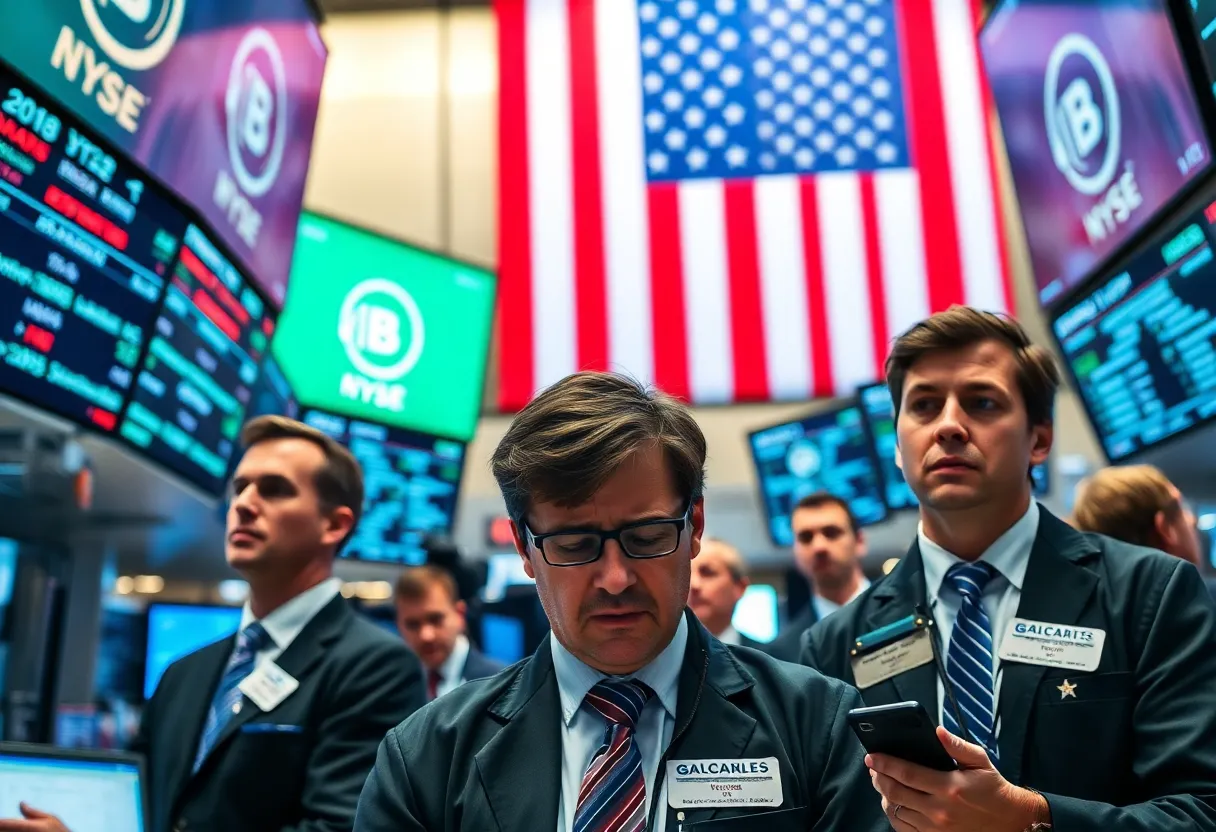 Financial market scene depicting reactions to the U.S. credit rating downgrade