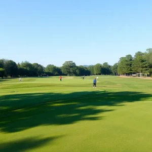 UCLA Men's Golf team participating in the NCAA Auburn Regional tournament.