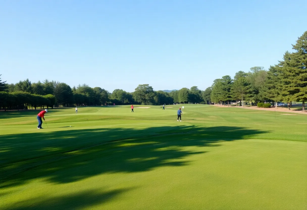 UCLA Men's Golf team participating in the NCAA Auburn Regional tournament.