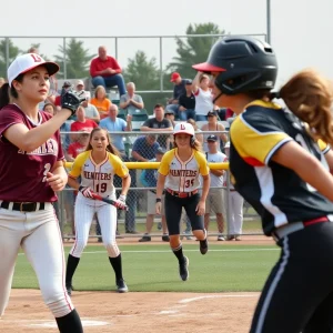UCLA softball players competing during a game