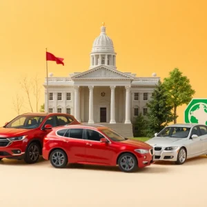 Illustration of legislative action regarding California's gas-powered vehicle ban