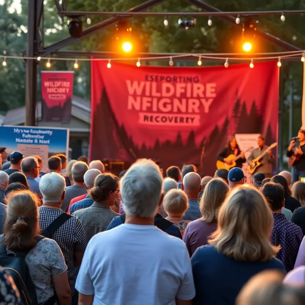 Community gathering event supporting wildfire recovery efforts