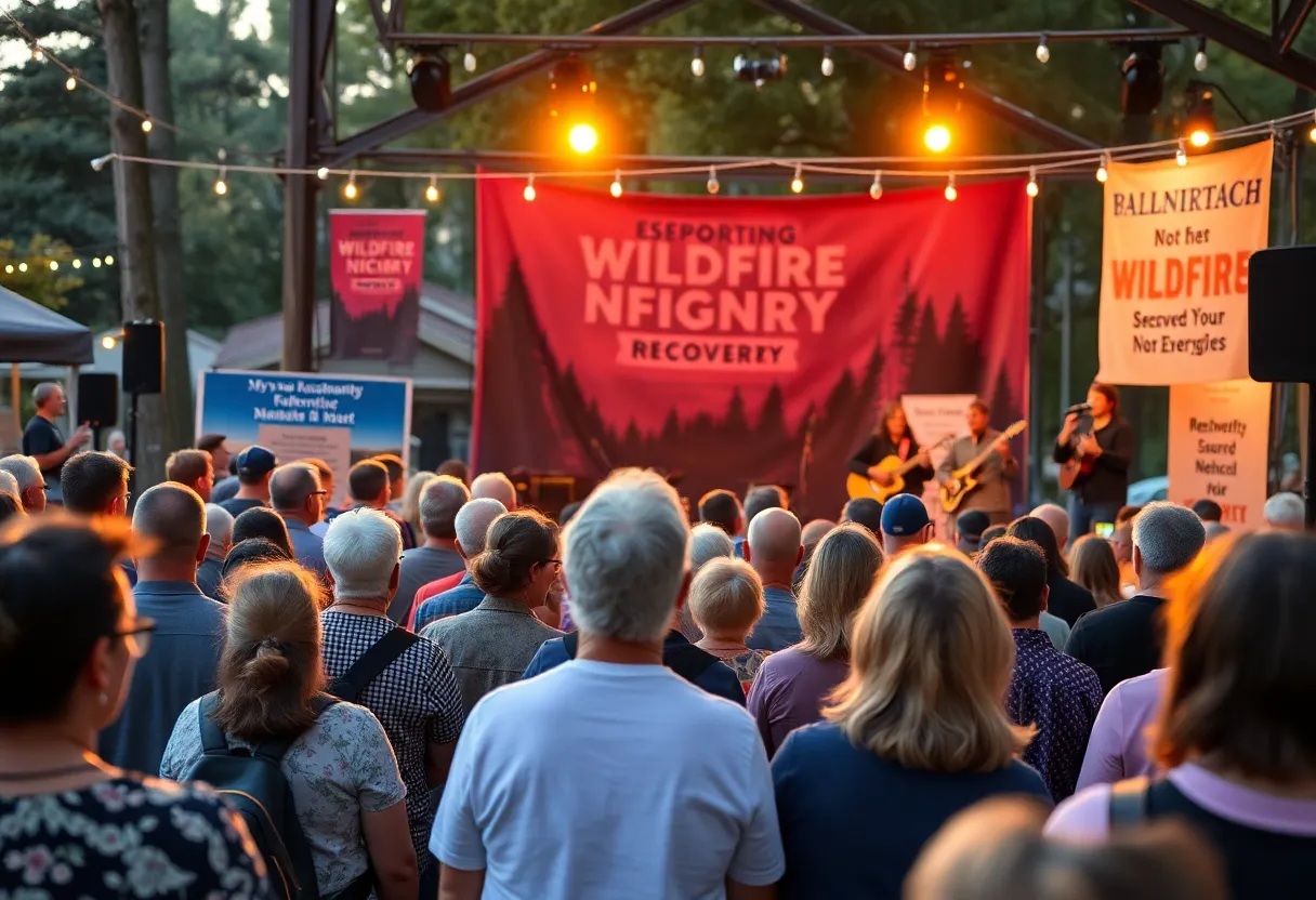 Community gathering event supporting wildfire recovery efforts