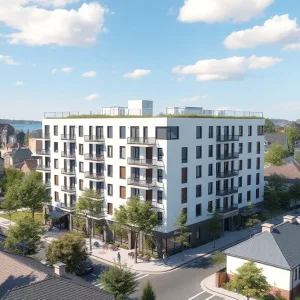 Rendering of a modern residential building planned for Beverly Hills