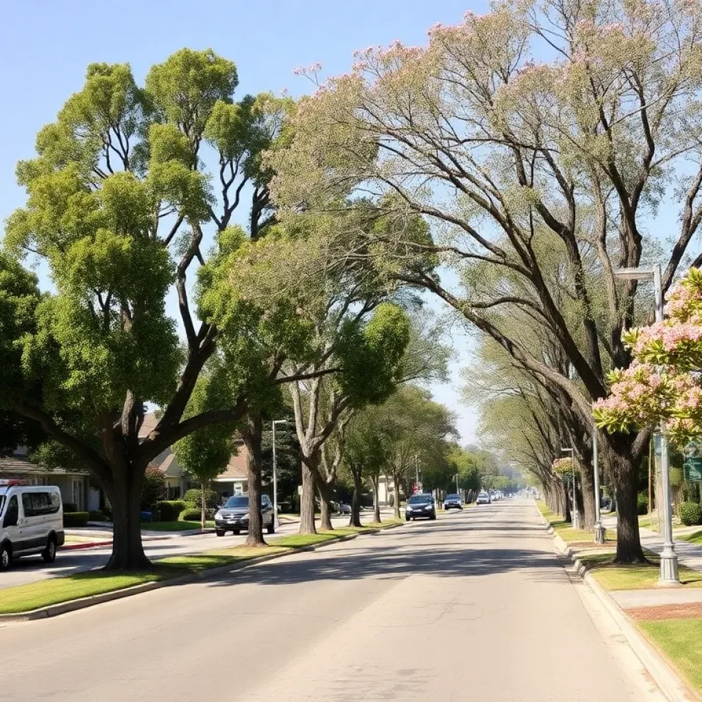 Eucalyptus trees being removed in Beverly Hills with new trees being planted