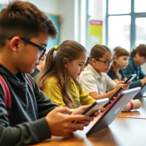 Students participating in a safe digital learning environment.