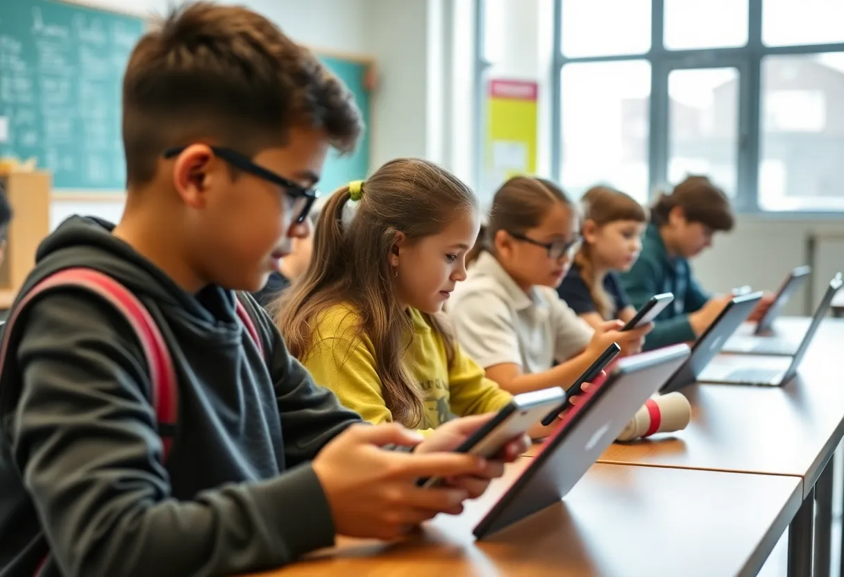 Students participating in a safe digital learning environment.