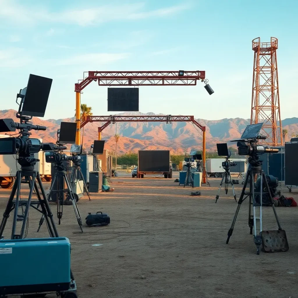 Empty film set in Los Angeles symbolizing industry decline