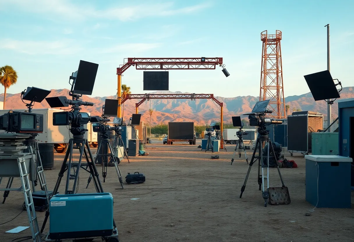 Empty film set in Los Angeles symbolizing industry decline