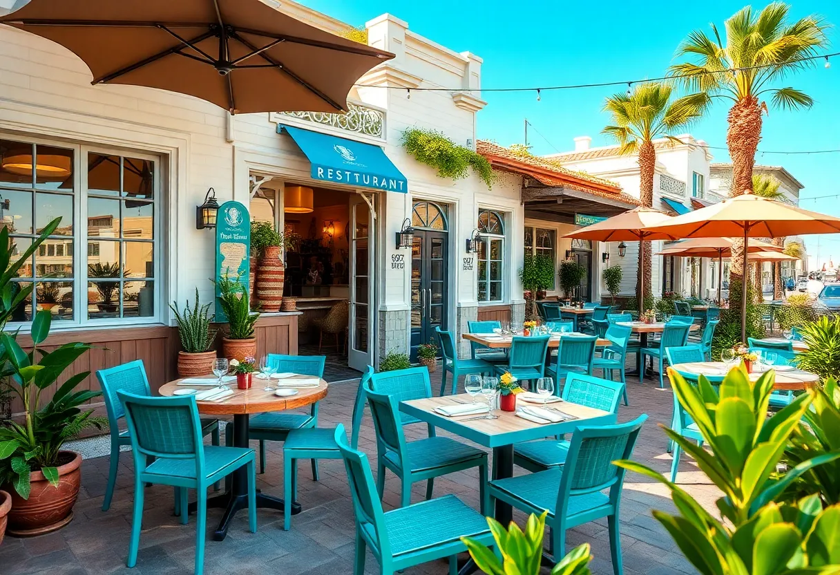 Outdoor view of Cinque Terre West restaurant with patio seating
