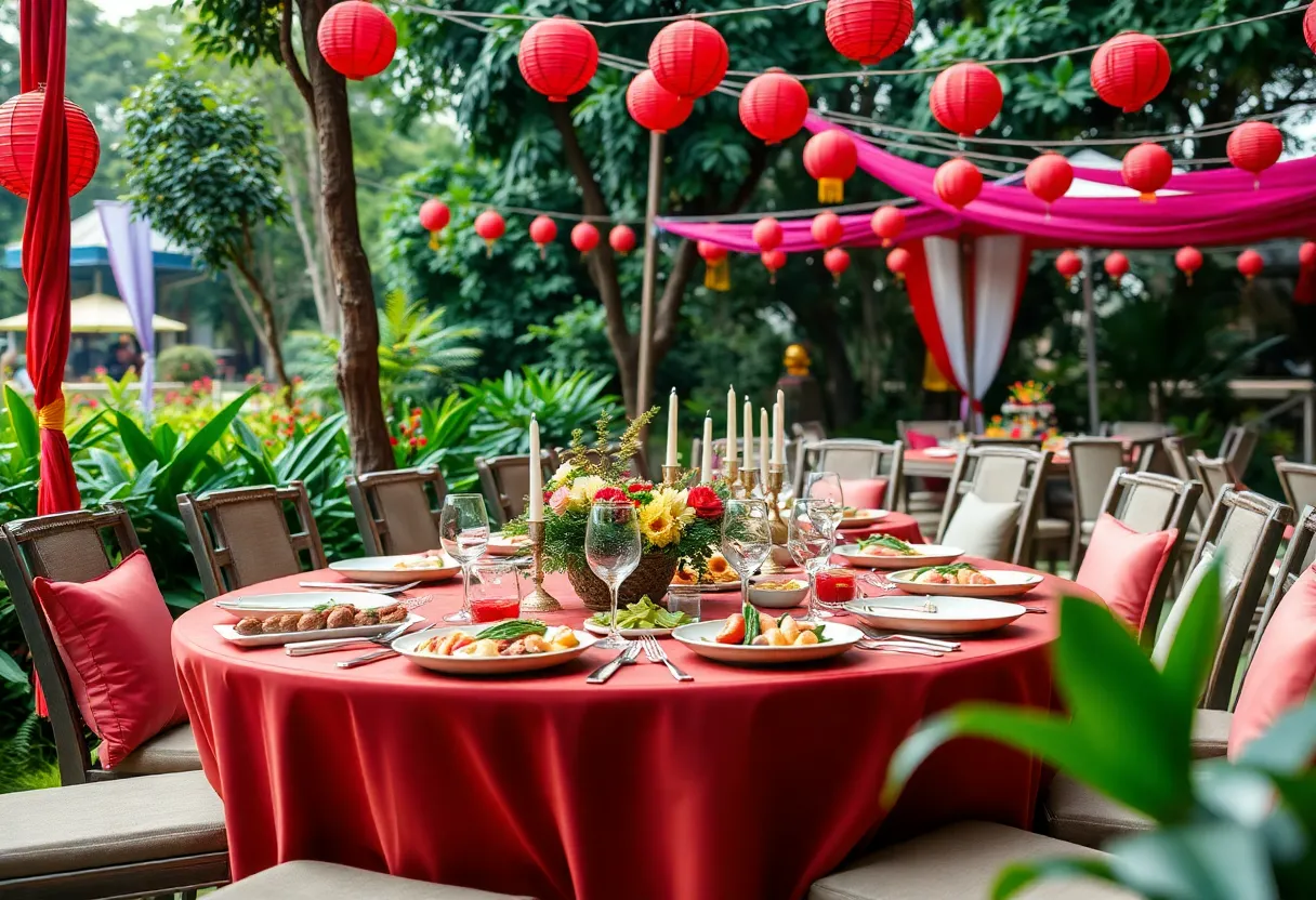 Outdoor dining setup at Coachella festival