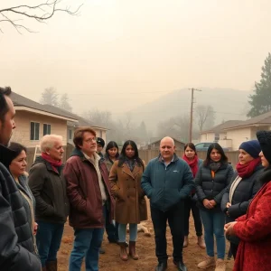 Community gathering addressing housing concerns during wildfires