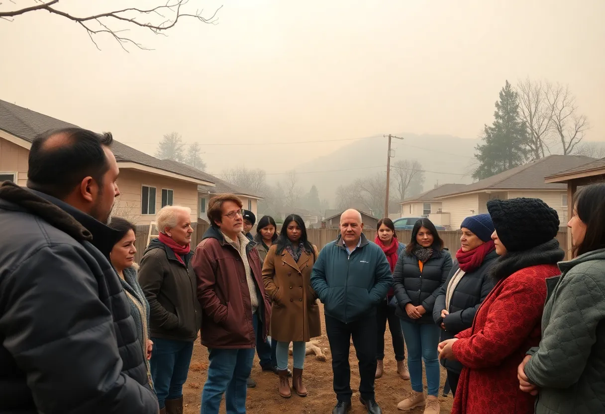 Community gathering addressing housing concerns during wildfires