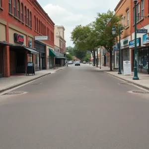 Deserted streets of Downey showing closed businesses due to immigration raids