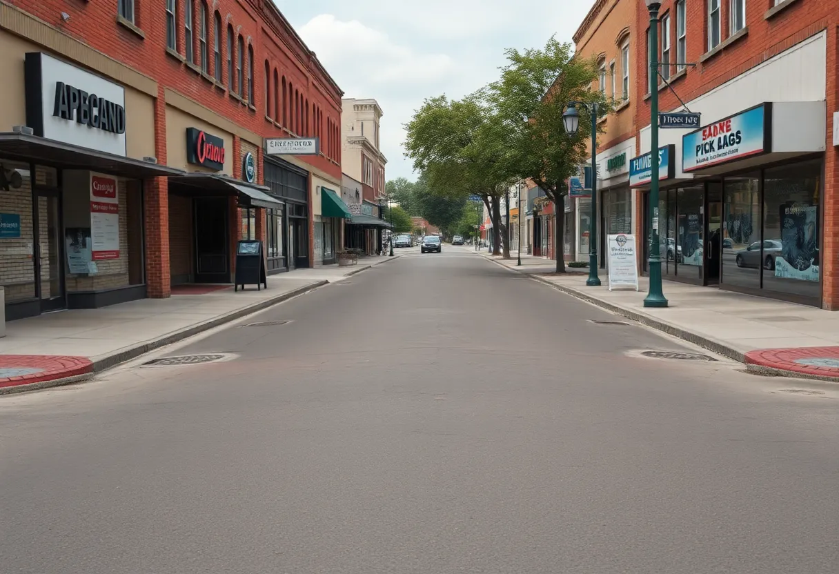 Deserted streets of Downey showing closed businesses due to immigration raids
