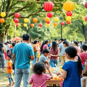 Festival scene with cultural performances at Beverly Gardens Park