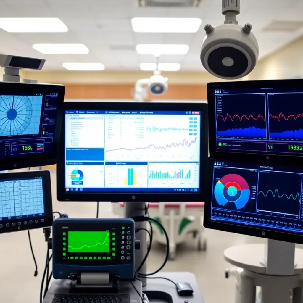 Innovative healthcare technology setup with patient monitoring devices.