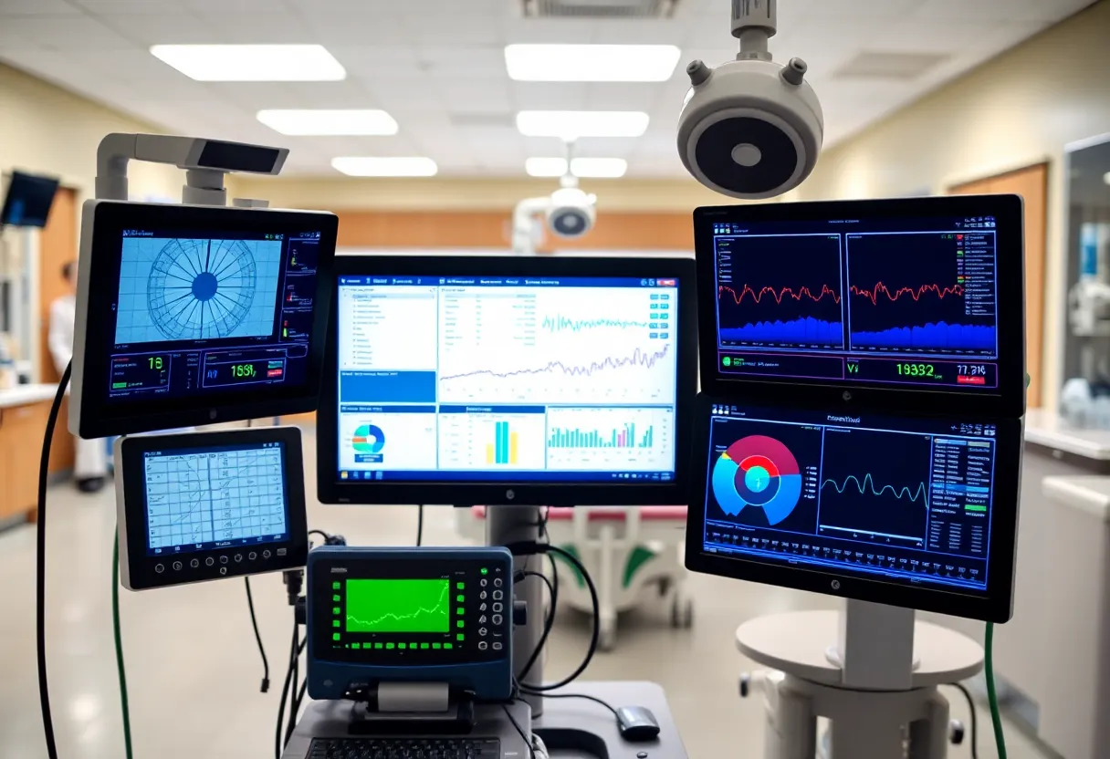 Innovative healthcare technology setup with patient monitoring devices.