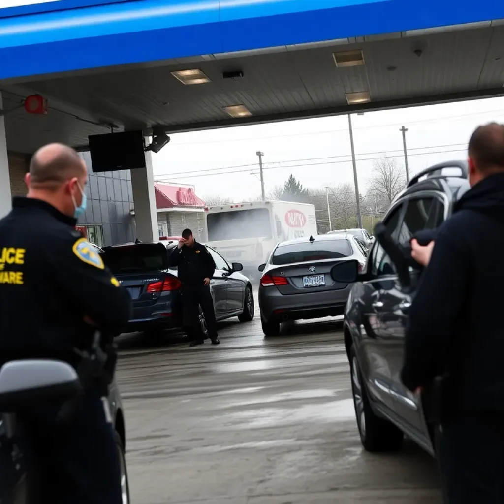 Federal agents conducting a raid at a car wash