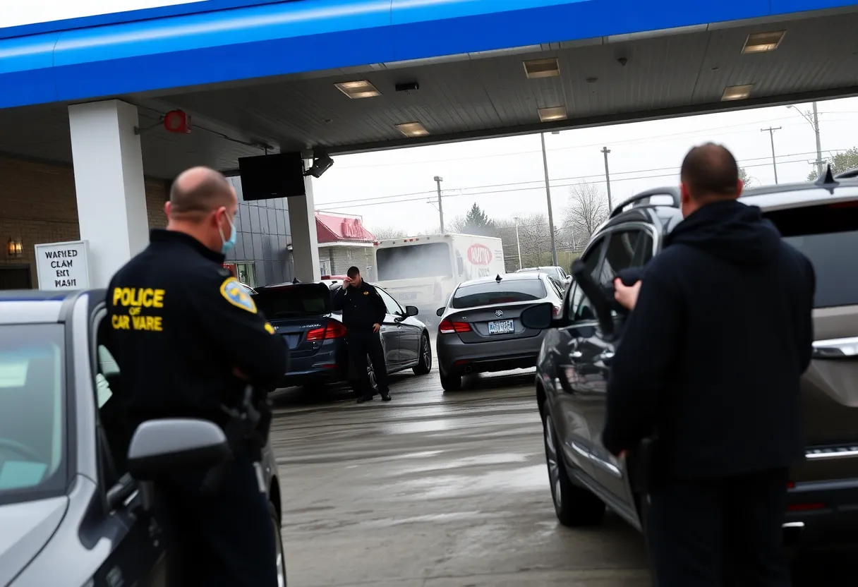 Federal agents conducting a raid at a car wash