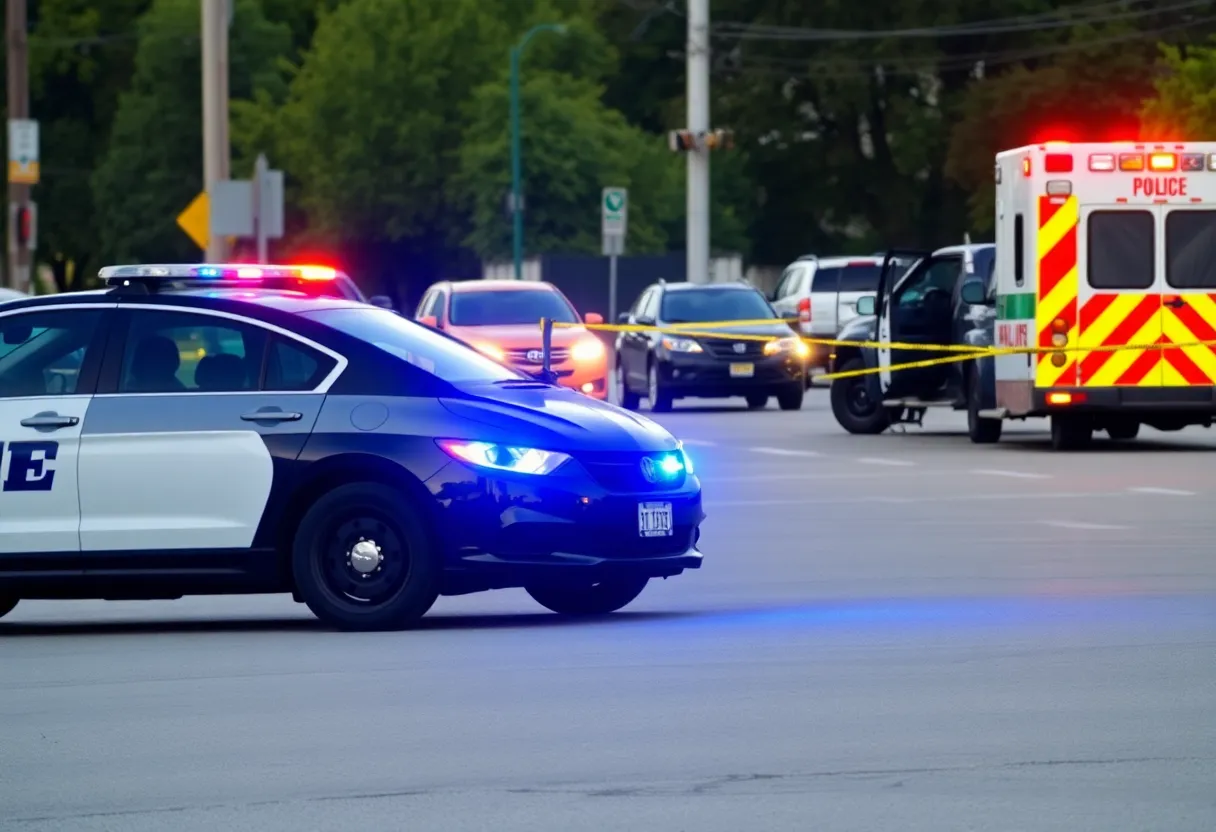 Scene of a police chase aftermath in Inglewood with emergency vehicles present