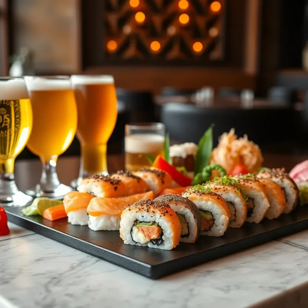 Sushi platter and unique beers at Moody Tongue's pop-up