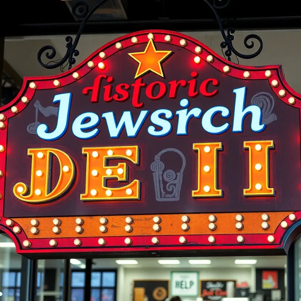 Vintage Jewish deli sign representing Nate 'n Al's in Beverly Hills